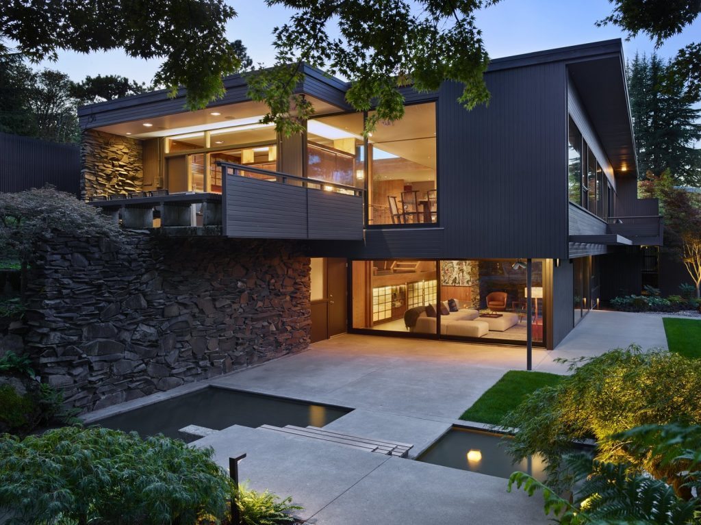Architect Paul Kirk designed house, redone by architect Tom Kundig. Charles Smith residence. Image license: Olson Kundig. The Seattle Times may publish in Pacific Northwest Magazine. © Copyright 2015 Benjamin Benschneider All Rights Reserved.